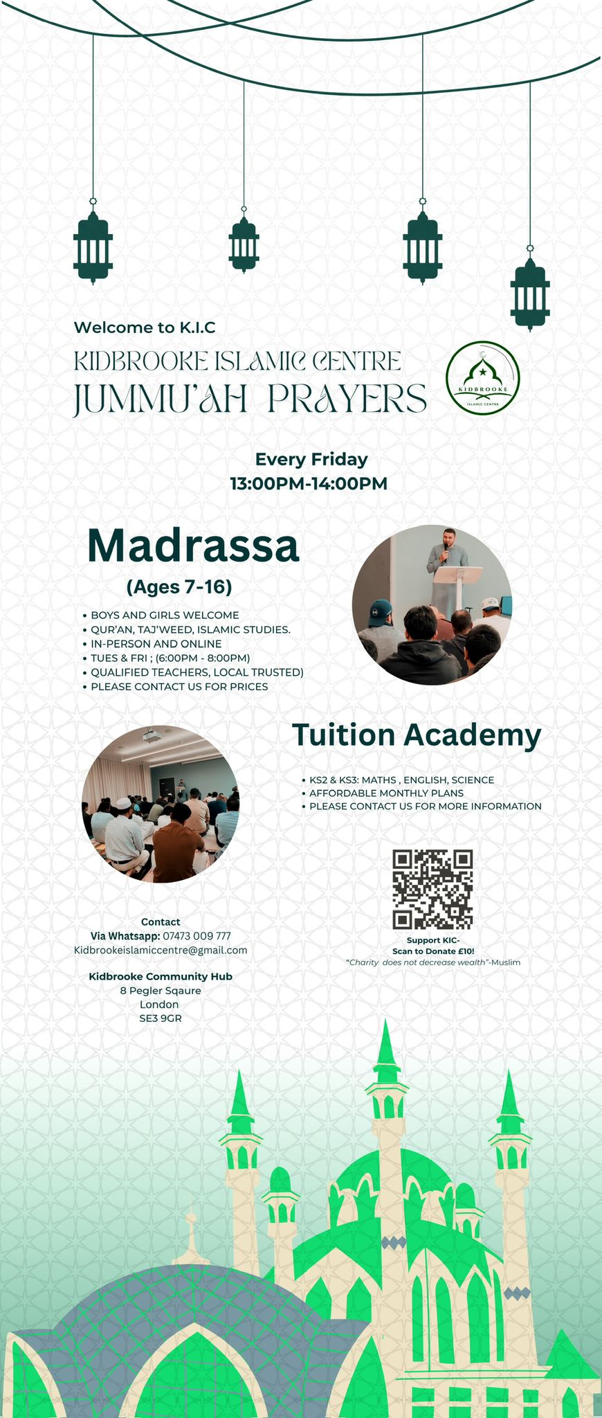 Jummah prayers and Madrassa at KIC